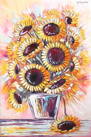 Картина слънчогледи с маслени бои, Картини със слънчогледи – от Даниела Стойкова - снимка 6