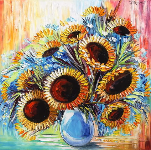 Картина слънчогледи с маслени бои, Картини със слънчогледи – от Даниела Стойкова - снимка 8