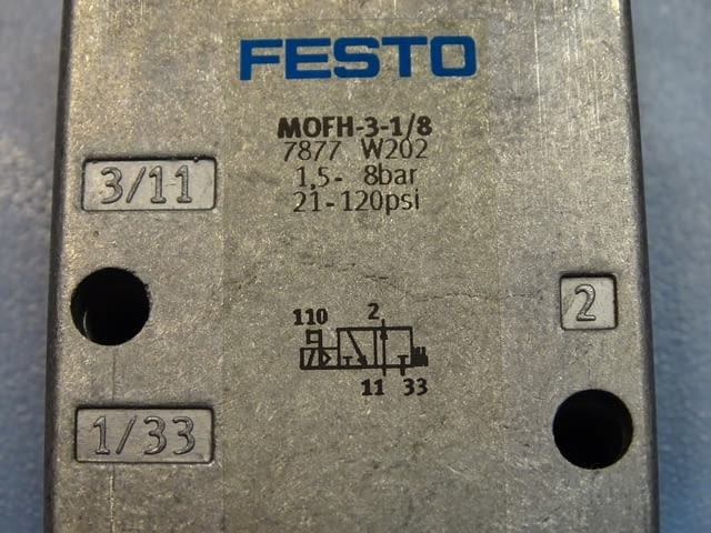 Пневматичен разпределител FESTO MOFH-3-1/8, FESTO MEH 3/2-1/8-P-B - снимка 3