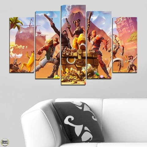 Декоративно пано за стена от 5 части за геймъри - Fortnite Heroes - HD-5024 - снимка 1