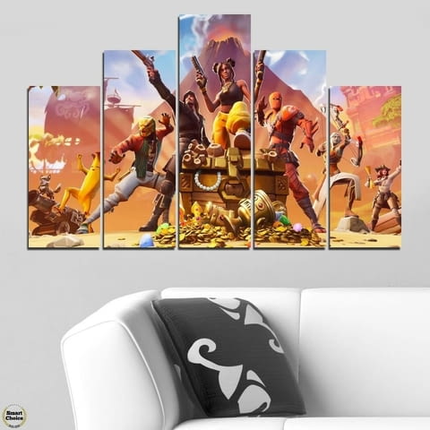 Декоративно пано за стена от 5 части за геймъри - Fortnite Heroes - HD-5024 - снимка 2