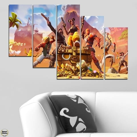 Декоративно пано за стена от 5 части за геймъри - Fortnite Heroes - HD-5024 - снимка 4