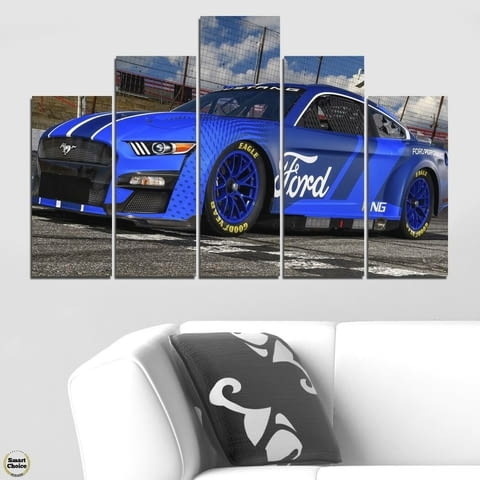 Декоративно пано - картина за стена от 5 части - Ford Mustang NASCAR - HD-5027 - снимка 2