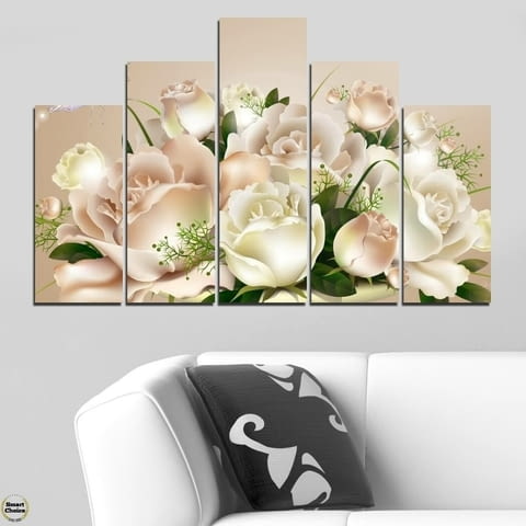 Декоративно пано - картина за стена от 5 части - Букет нежни рози. HD-5064 - снимка 2