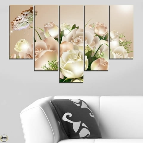 Декоративно пано - картина за стена от 5 части - Букет нежни рози. HD-5064 - снимка 3