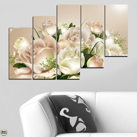 Декоративно пано - картина за стена от 5 части - Букет нежни рози. HD-5064 - снимка 5