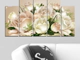 Декоративно пано - картина за стена от 5 части - Букет нежни рози. HD-5064