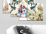 Декоративно пано - картина за стена от 5 части - Двойка папагали. HD-5067