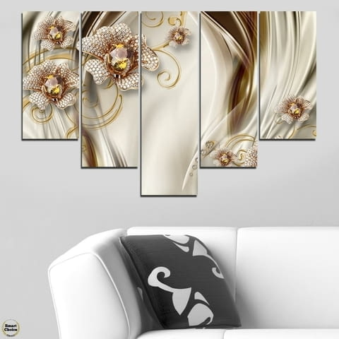 Декоративно пано - картина за стена от 5 части - Диамантени Орхидеи. HD-5066 - снимка 3
