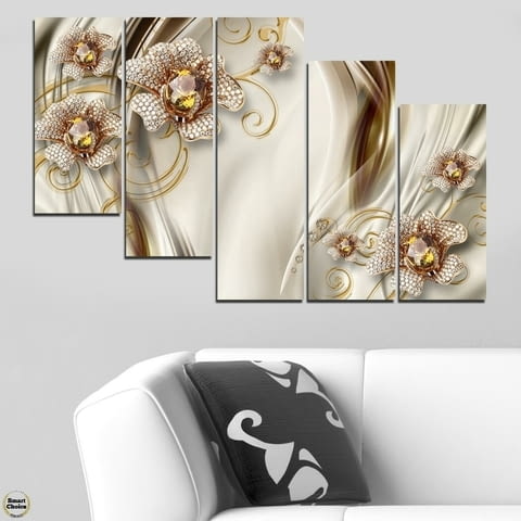 Декоративно пано - картина за стена от 5 части - Диамантени Орхидеи. HD-5066 - снимка 4