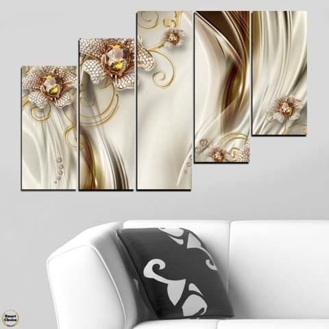 Декоративно пано - картина за стена от 5 части - Диамантени Орхидеи. HD-5066 - снимка 5
