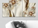 Декоративно пано - картина за стена от 5 части - Диамантени Орхидеи. HD-5066