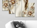 Декоративно пано - картина за стена от 5 части - Диамантени Орхидеи. HD-5066