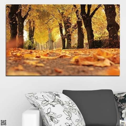 Декоративно пано за стена от 1 част с есенна алея в парка - HD-701-1