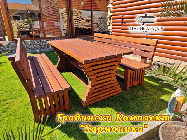 Градински комплект "Хармоника"- маса и пейки, град Ракитово | Мебели / Декорация - снимка 2
