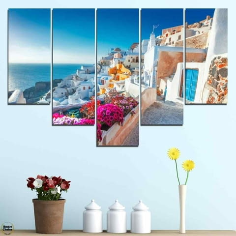 Декоративно пано за стена от 5 части - изглед от остров Санторини Гърция - HD-983 - снимка 3