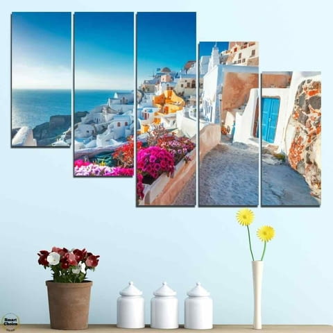 Декоративно пано за стена от 5 части - изглед от остров Санторини Гърция - HD-983 - снимка 4