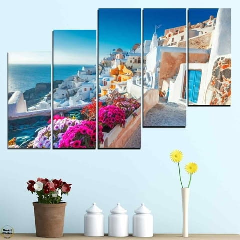 Декоративно пано за стена от 5 части - изглед от остров Санторини Гърция - HD-983 - снимка 5