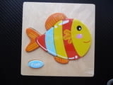 Дървен пъзел риба за най-малките играчка рибка шарена декоративна аквариум