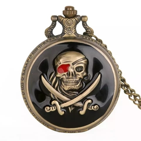 Нов Джобен часовник пиратски череп саби кости корсар черен, city of Radomir - снимка 1