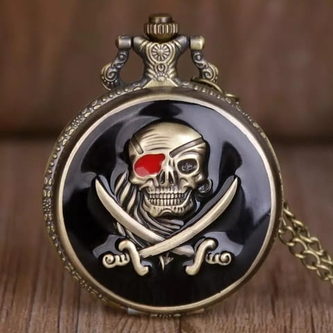 Нов Джобен часовник пиратски череп саби кости корсар черен, град Радомир | Часовници - снимка 4