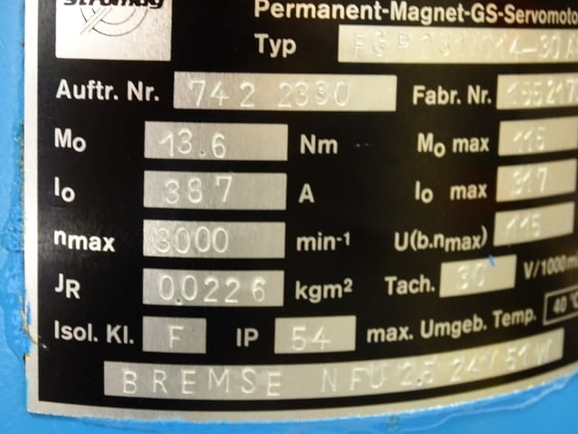 Серво мотор Stromag FGP231/014-30A0 Permanent-Magnet-GS-Servomotor - снимка 10
