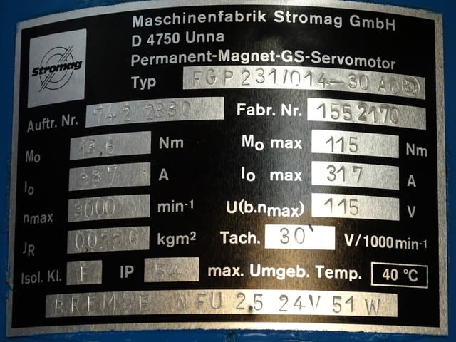 Серво мотор Stromag FGP231/014-30A0 Permanent-Magnet-GS-Servomotor - снимка 12