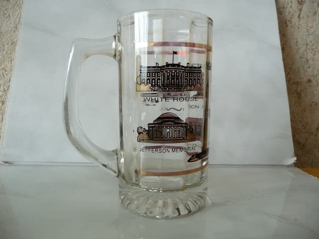 Стъклена халба за бира Вашингтон Белия дом Капитолия мемориал - снимка 1