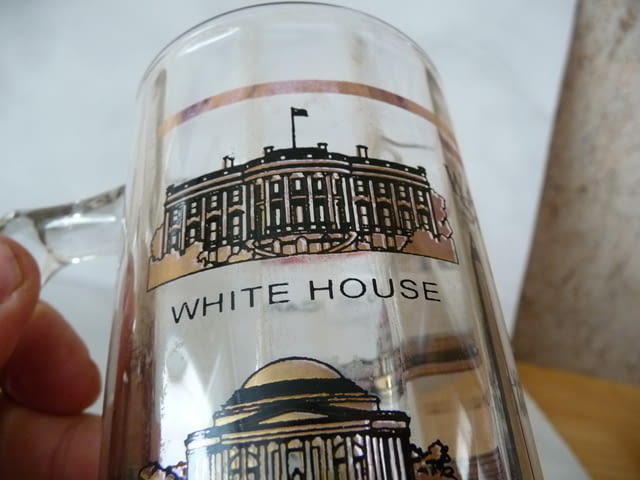 Стъклена халба за бира Вашингтон Белия дом Капитолия мемориал - снимка 5