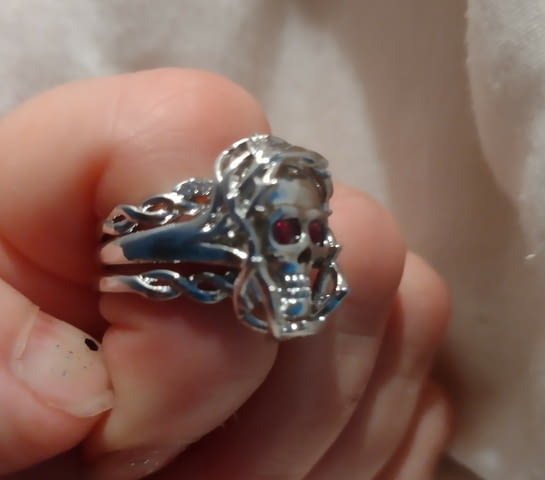 Троен пръстен с череп Сребро, Unisex, Pyбин - град Монтана | Пръстени - снимка 2