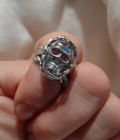 Троен пръстен с череп Сребро, Unisex, Pyбин - град Монтана | Пръстени - снимка 3