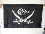 Пиратско знаме риба скелет две саби абордаж флаг корсар акула