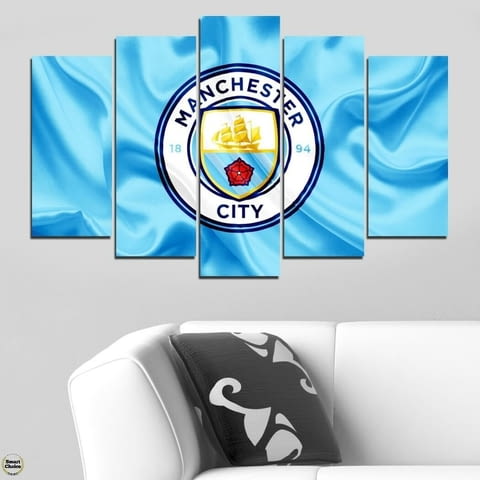 Декоративно пано - картина за стена от 5 части - Манчестър Сити знаме - 2 - HD-5099
