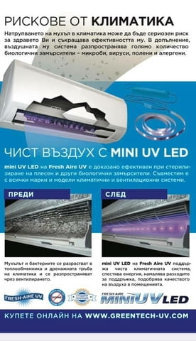 Дезинфекция в климатиците mini UV-C LED с гаранция!