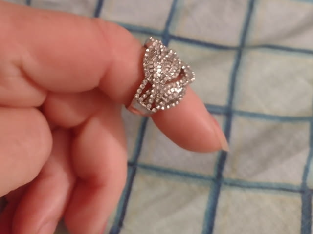 Искрящ пръстен стил Винтидж Сребро, Дамски, Диaмaнт - град Монтана | Пръстени - снимка 2