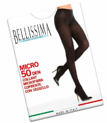Bellissima 50DEN италиански черен, бежов, бял микрофибърен плътен чорапогащник 40-95кг Белисима - снимка 1