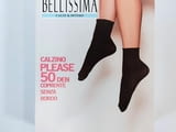 Bellissima 50DEN черни италиански гладки микрофибърни плътни къси чорапи без ластик Белисима