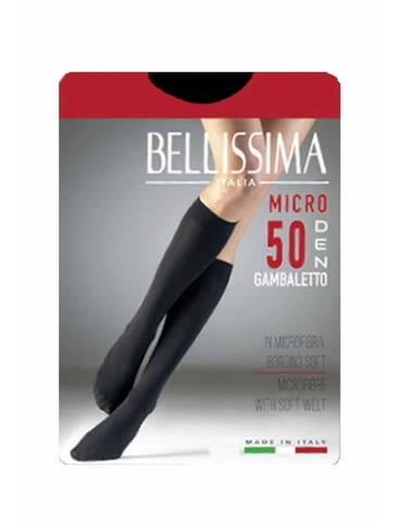 Bellissima 50DEN черни, тъмносини, бежови италиански гладки плътни три четвърти чорапи Белисима - снимка 3