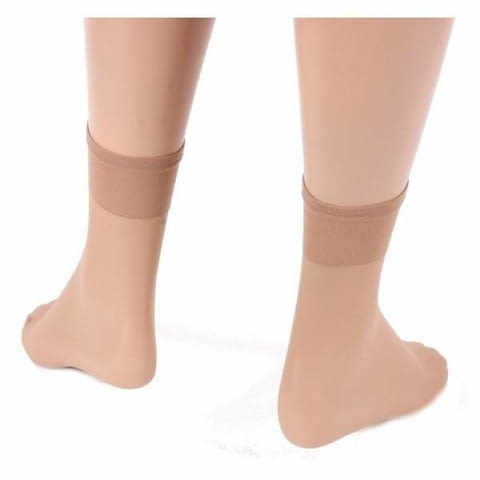 2 чифта Bellissima 10DEN бежови италиански гладки къси чорапи над глезени прозрачни чорапи Белисима - снимка 3