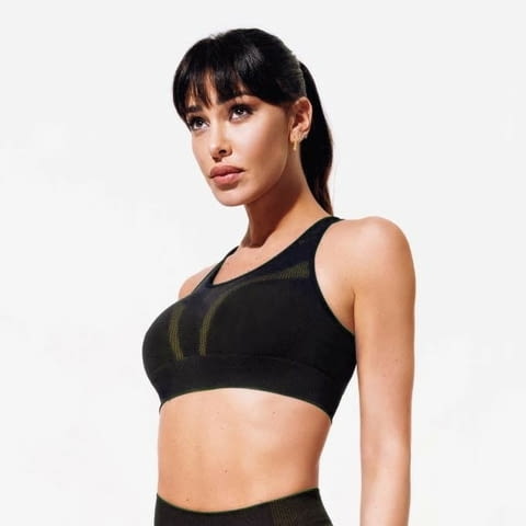 Jadea S-M, M-L, L-XL черен-розов, черен-зелен спортен сутиен без банели спортно бельо спортни сутиени - снимка 2