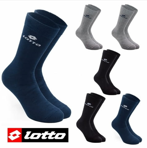 Lotto 35-38, 39-42, 43-46 италиански унисекс черни, бели плътни памучни чорапи до прасците Лотто - снимка 1