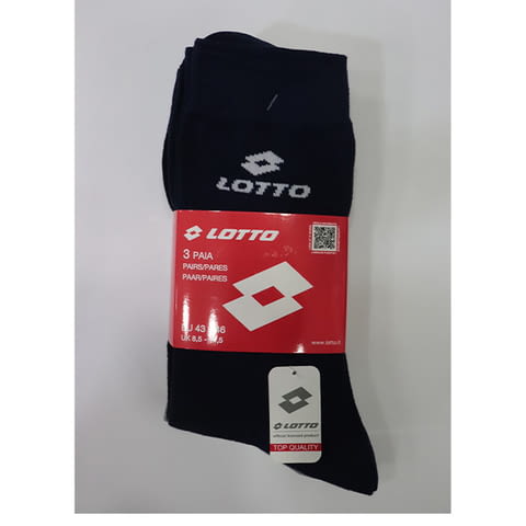 Lotto 35-38, 39-42, 43-46 италиански унисекс черни, бели плътни памучни чорапи до прасците Лотто - снимка 3