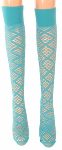 Fibrotex 30DEN яркорозови, синьо-зелени дамски мрежести чорапи Фибротекс три четвърти чорапи мрежа - снимка 3