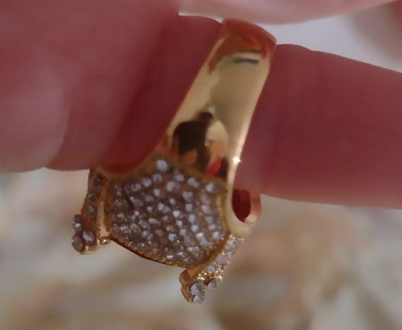 Пръстен-Корона с голям рубин и диамантчета Злато, Unisex, Pyбин - град Монтана | Пръстени - снимка 1