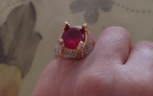 Пръстен-Корона с голям рубин и диамантчета Злато, Unisex, Pyбин - град Монтана | Пръстени - снимка 5