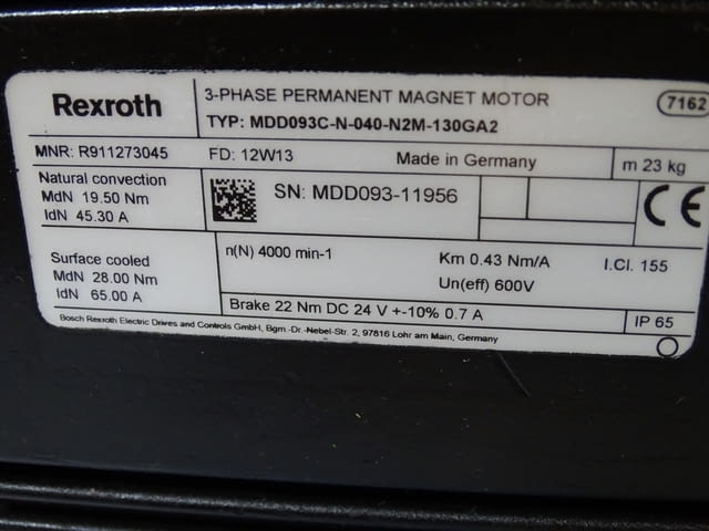 Правотоков ел.двигател Rexroth MDD093C-N-040 permanent magnet motor - снимка 4