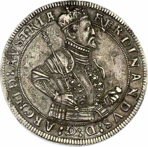 Монета Австрия 1 Талер 1577 - 1595 г Фердинанд II aUNC, град Бургас | Нумизматика / Бонистика - снимка 1