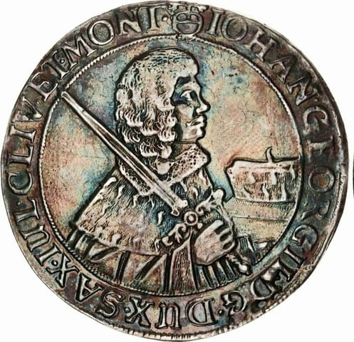 Монета Саксония 1 Талер 1660 г Йохан Георг II, град Бургас | Нумизматика / Бонистика - снимка 1