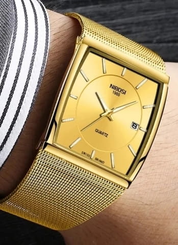 Позлатен мъжки часовник / 7 Men's, Quartz, Elegant - city of Burgas | Watches - снимка 2