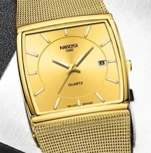 Позлатен мъжки часовник / 7 Men's, Quartz, Elegant - city of Burgas | Watches - снимка 3
